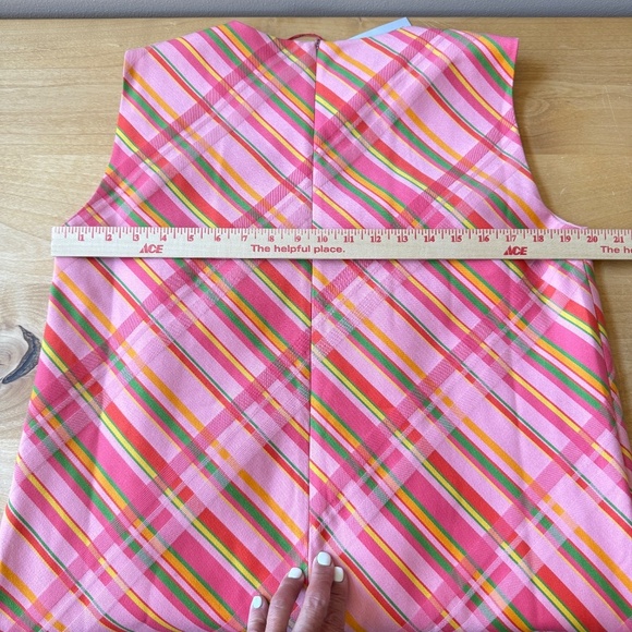 FRANCES VALENTINE LILLY SHIFT DRESS CANDY RIBBON PLAID NWT LG ELEGANT RETRO 60’s - Picture 7 of 12
